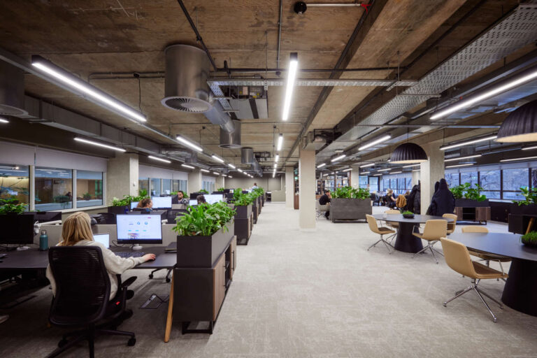 modern office setup with greenery