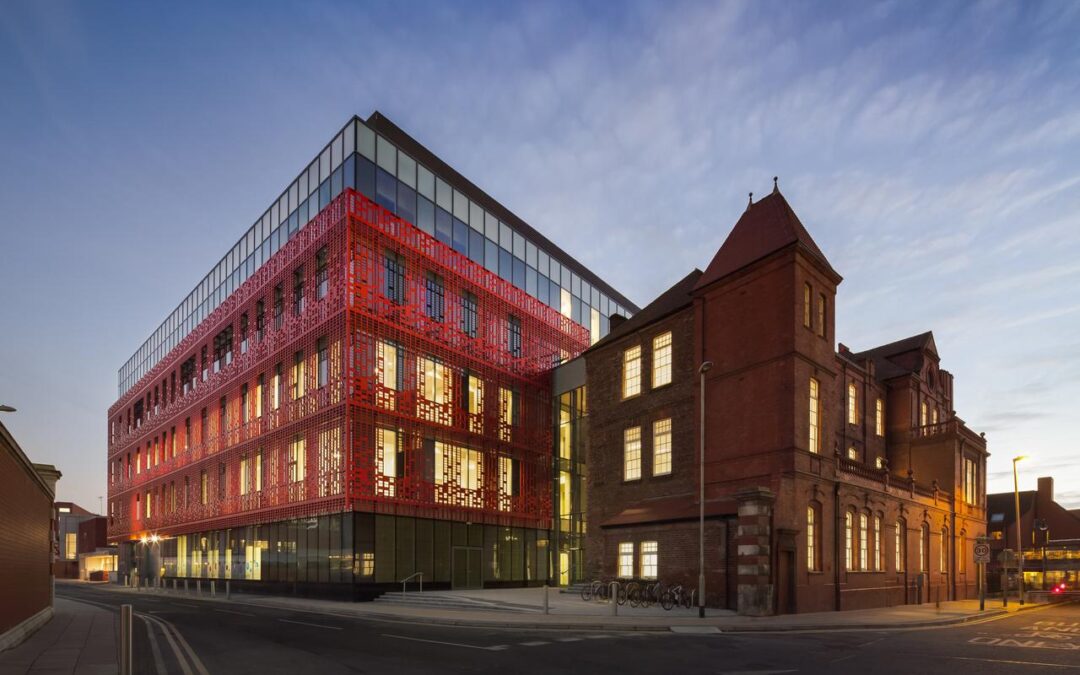 Large laboratory building at night
