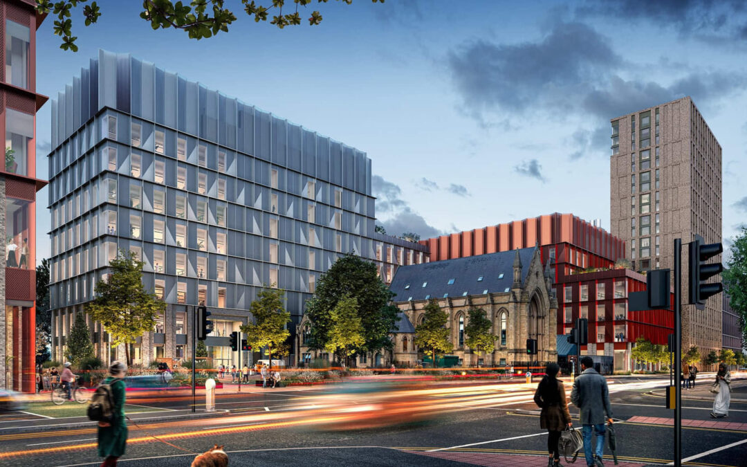 CGI of large multi storey office building upper brook street