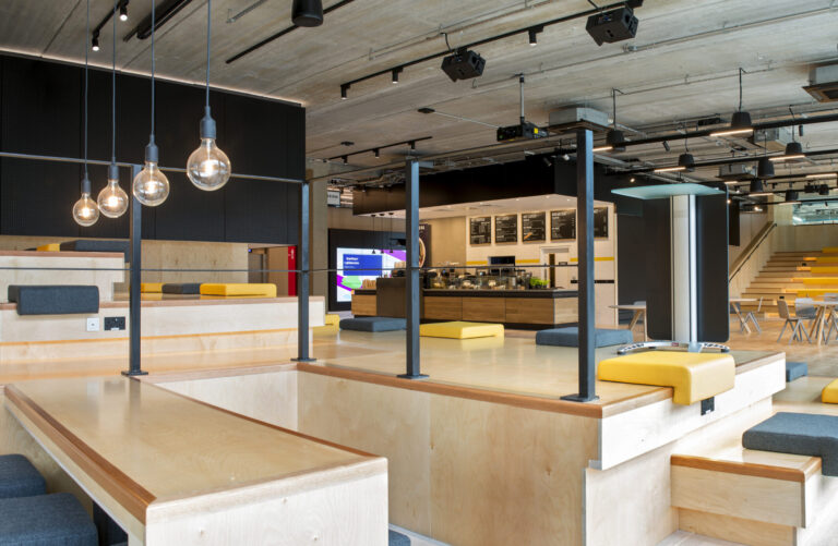 bright building open socializing space