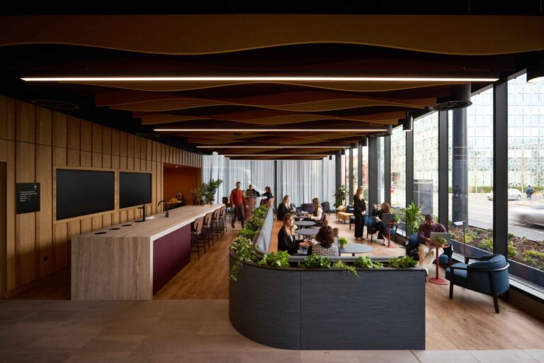 citylabs 4.0 reception and entrance area with table seating and foliage